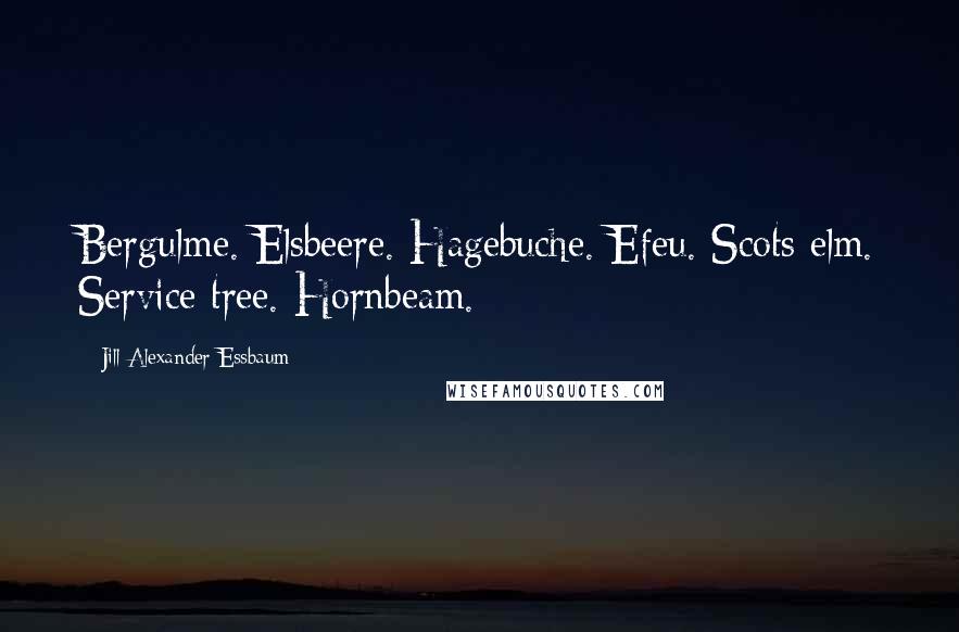 Jill Alexander Essbaum Quotes: Bergulme. Elsbeere. Hagebuche. Efeu. Scots elm. Service tree. Hornbeam.