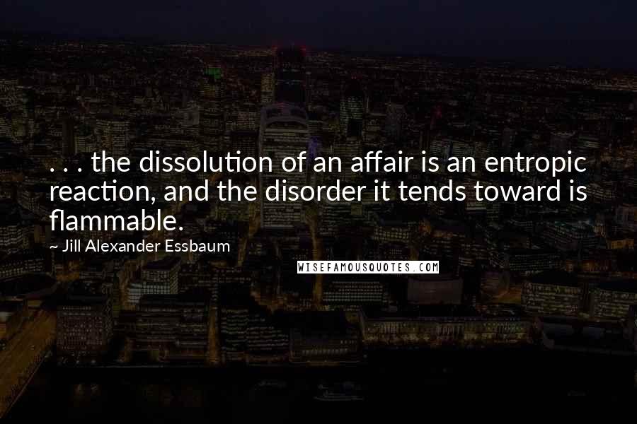 Jill Alexander Essbaum Quotes: . . . the dissolution of an affair is an entropic reaction, and the disorder it tends toward is flammable.