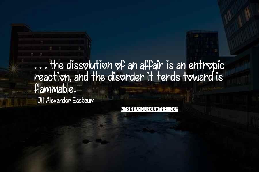 Jill Alexander Essbaum Quotes: . . . the dissolution of an affair is an entropic reaction, and the disorder it tends toward is flammable.