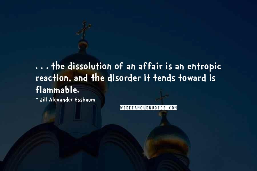 Jill Alexander Essbaum Quotes: . . . the dissolution of an affair is an entropic reaction, and the disorder it tends toward is flammable.