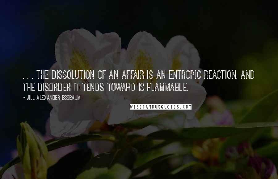 Jill Alexander Essbaum Quotes: . . . the dissolution of an affair is an entropic reaction, and the disorder it tends toward is flammable.