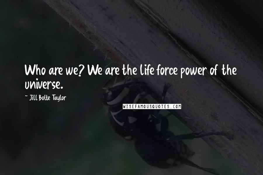 Jill Bolte Taylor Quotes: Who are we? We are the life force power of the universe.