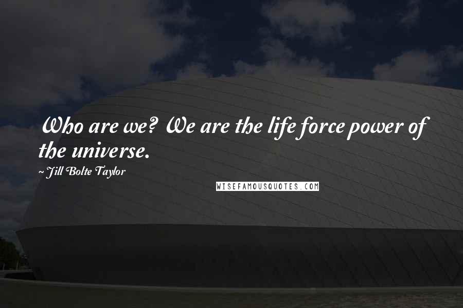 Jill Bolte Taylor Quotes: Who are we? We are the life force power of the universe.