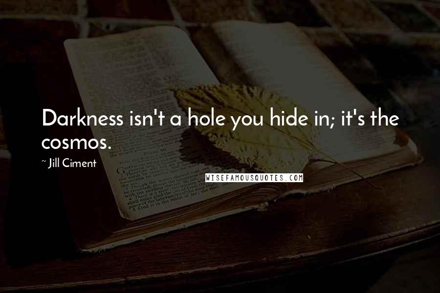 Jill Ciment Quotes: Darkness isn't a hole you hide in; it's the cosmos.