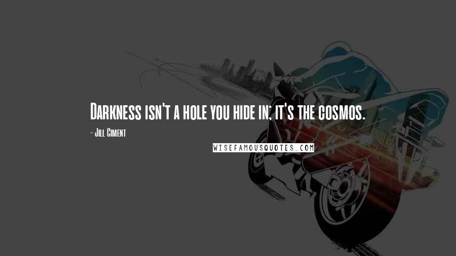 Jill Ciment Quotes: Darkness isn't a hole you hide in; it's the cosmos.