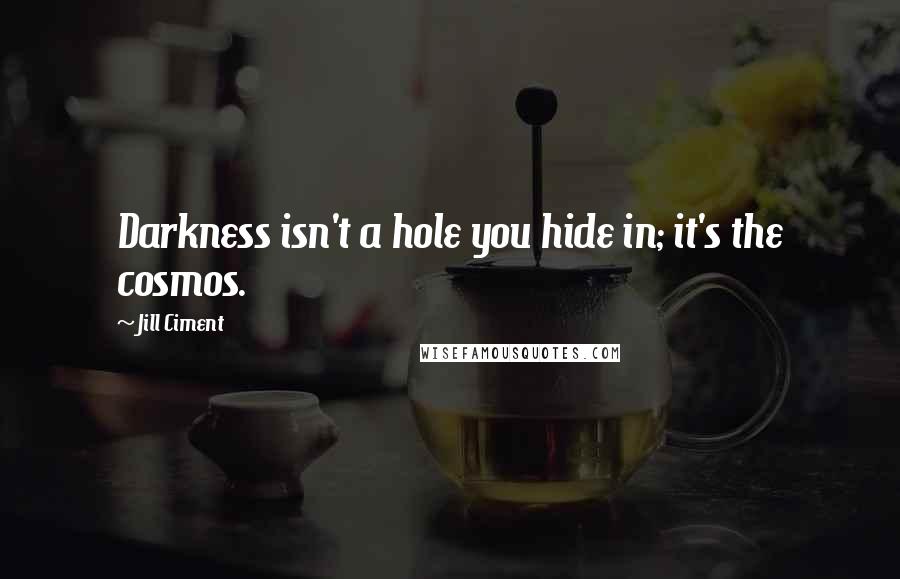 Jill Ciment Quotes: Darkness isn't a hole you hide in; it's the cosmos.
