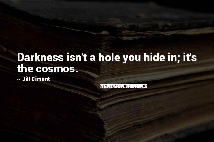 Jill Ciment Quotes: Darkness isn't a hole you hide in; it's the cosmos.