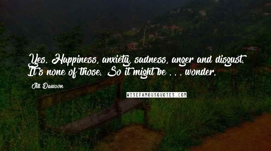 Jill Dawson Quotes: Yes. Happiness, anxiety, sadness, anger and disgust. It's none of those. So it might be . . . wonder.