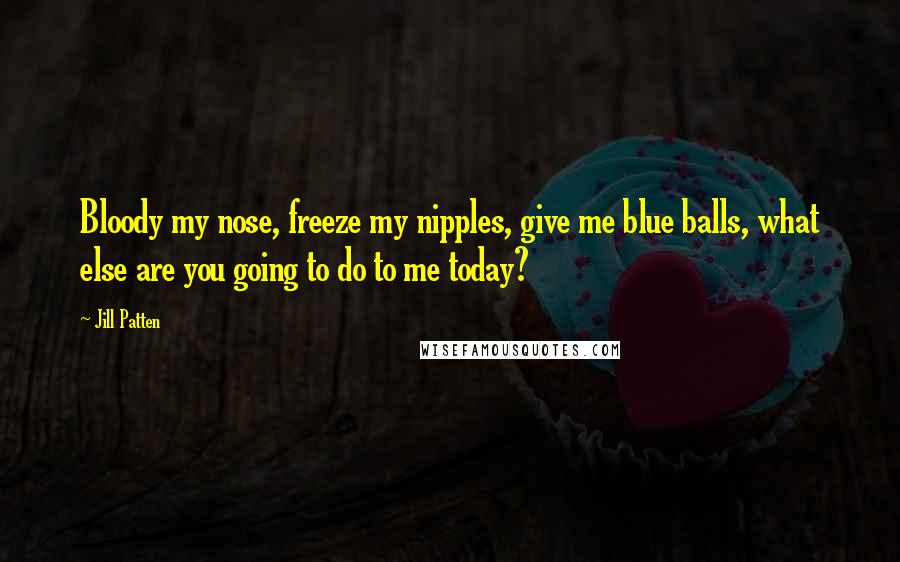 Jill Patten Quotes: Bloody my nose, freeze my nipples, give me blue balls, what else are you going to do to me today?