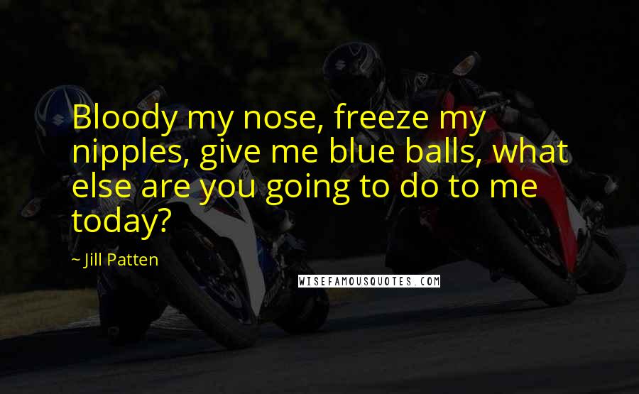 Jill Patten Quotes: Bloody my nose, freeze my nipples, give me blue balls, what else are you going to do to me today?