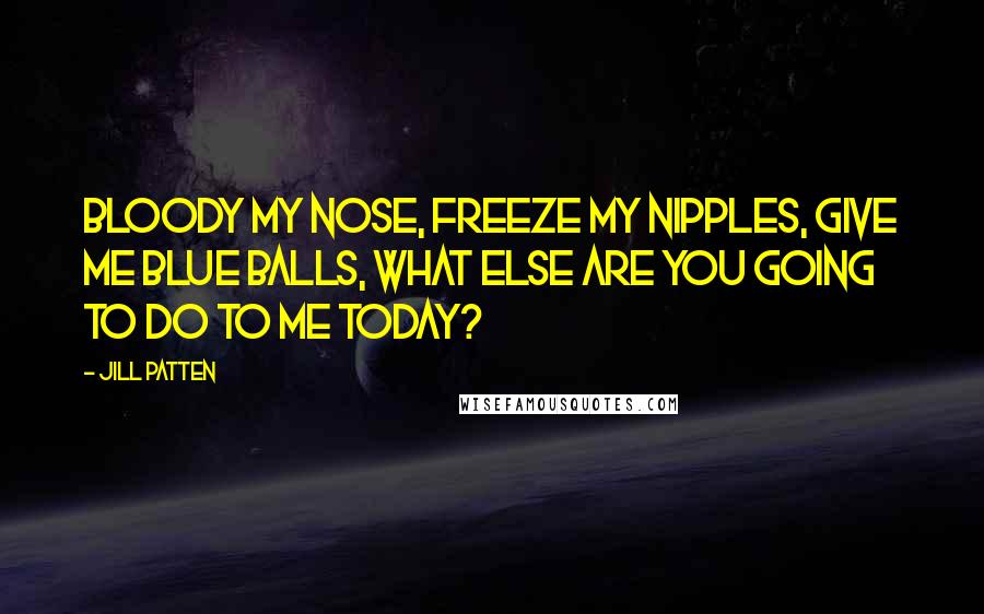 Jill Patten Quotes: Bloody my nose, freeze my nipples, give me blue balls, what else are you going to do to me today?