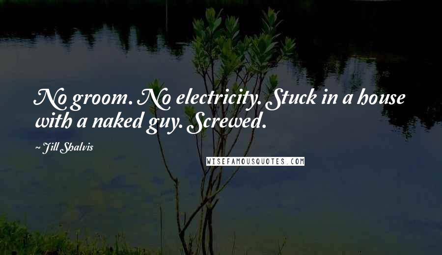 Jill Shalvis Quotes: No groom. No electricity. Stuck in a house with a naked guy. Screwed.