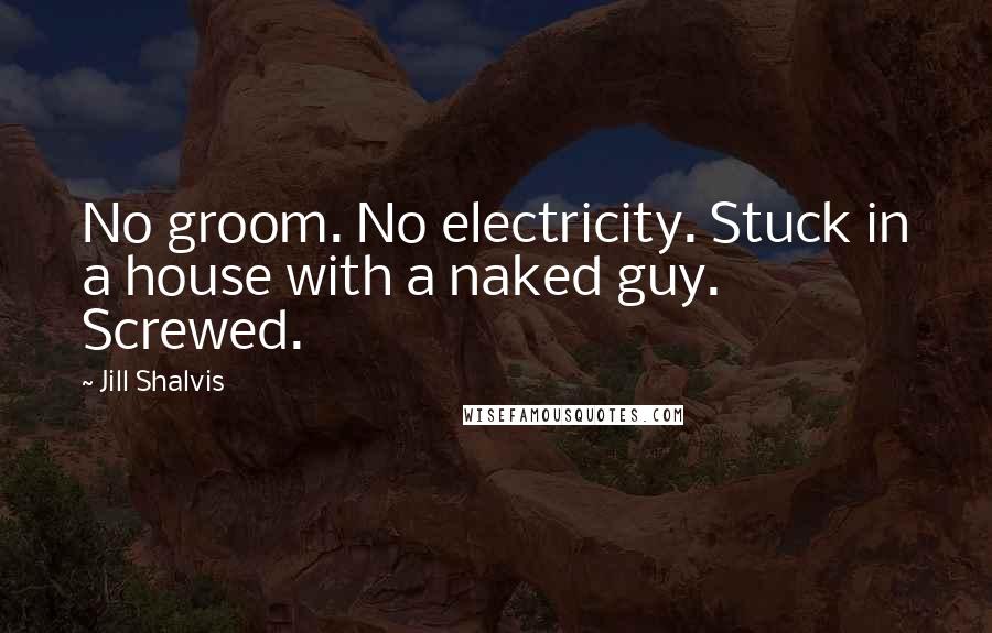 Jill Shalvis Quotes: No groom. No electricity. Stuck in a house with a naked guy. Screwed.