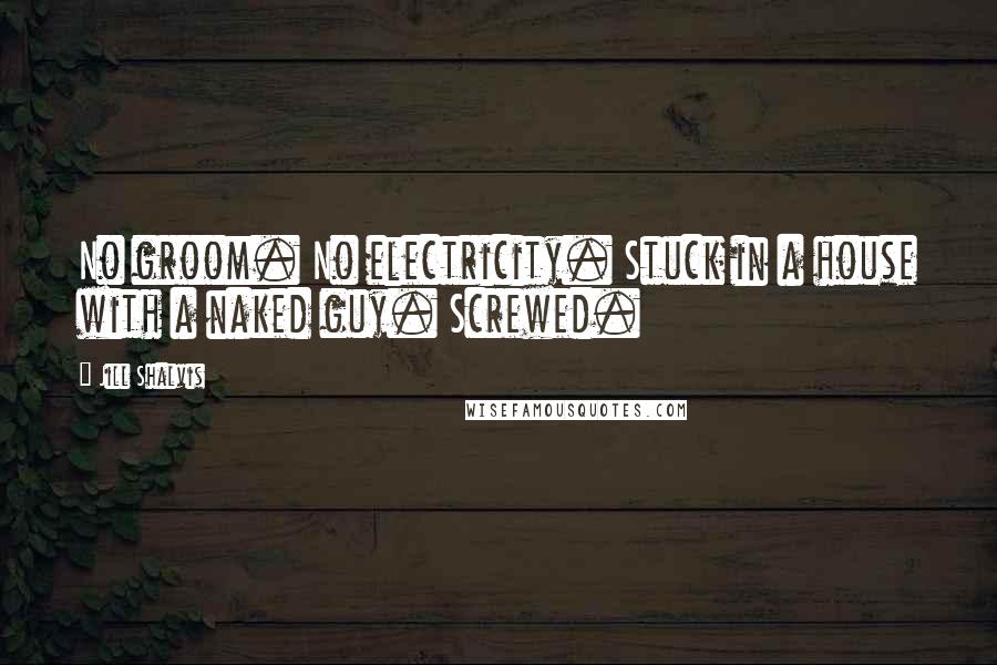 Jill Shalvis Quotes: No groom. No electricity. Stuck in a house with a naked guy. Screwed.