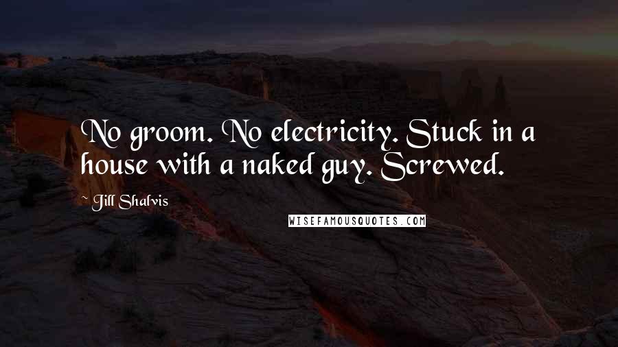 Jill Shalvis Quotes: No groom. No electricity. Stuck in a house with a naked guy. Screwed.