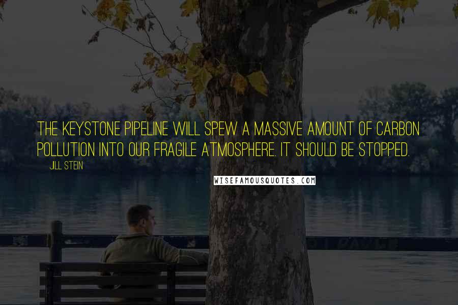 Jill Stein Quotes: The Keystone pipeline will spew a massive amount of carbon pollution into our fragile atmosphere. It should be stopped.