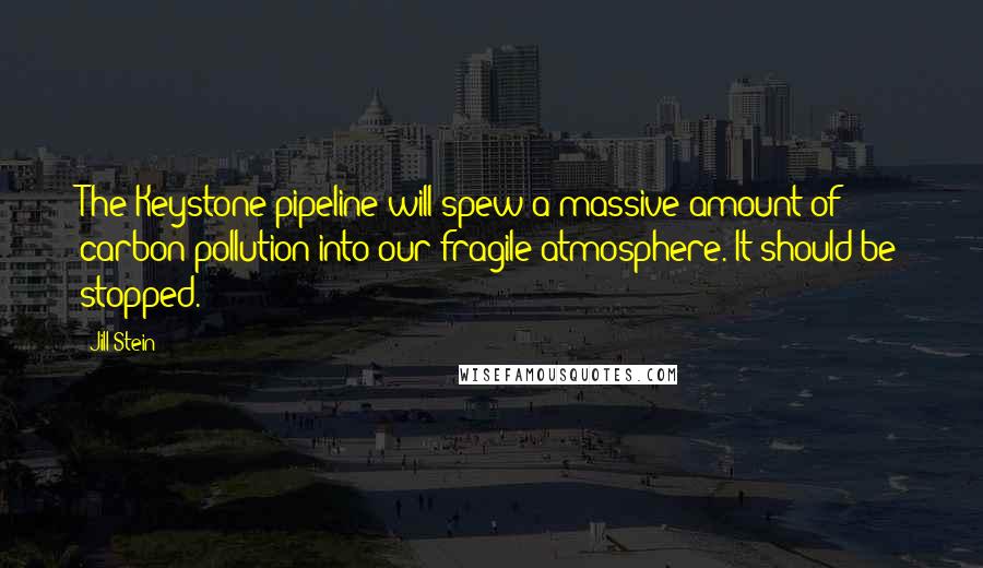 Jill Stein Quotes: The Keystone pipeline will spew a massive amount of carbon pollution into our fragile atmosphere. It should be stopped.