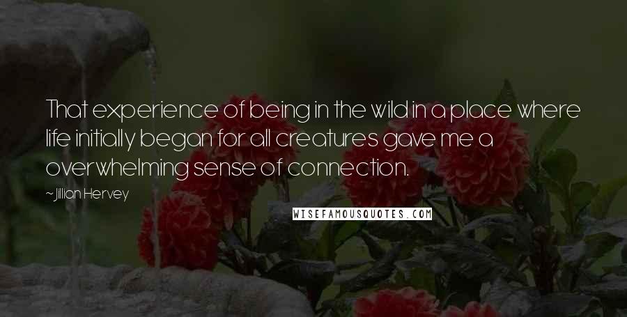 Jillian Hervey Quotes: That experience of being in the wild in a place where life initially began for all creatures gave me a overwhelming sense of connection.