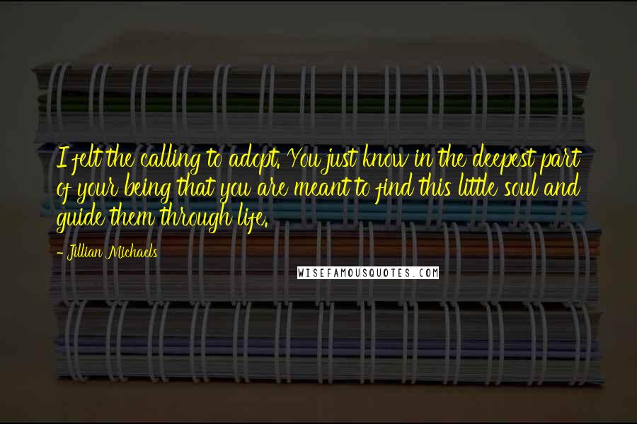 Jillian Michaels Quotes: I felt the calling to adopt. You just know in the deepest part of your being that you are meant to find this little soul and guide them through life.