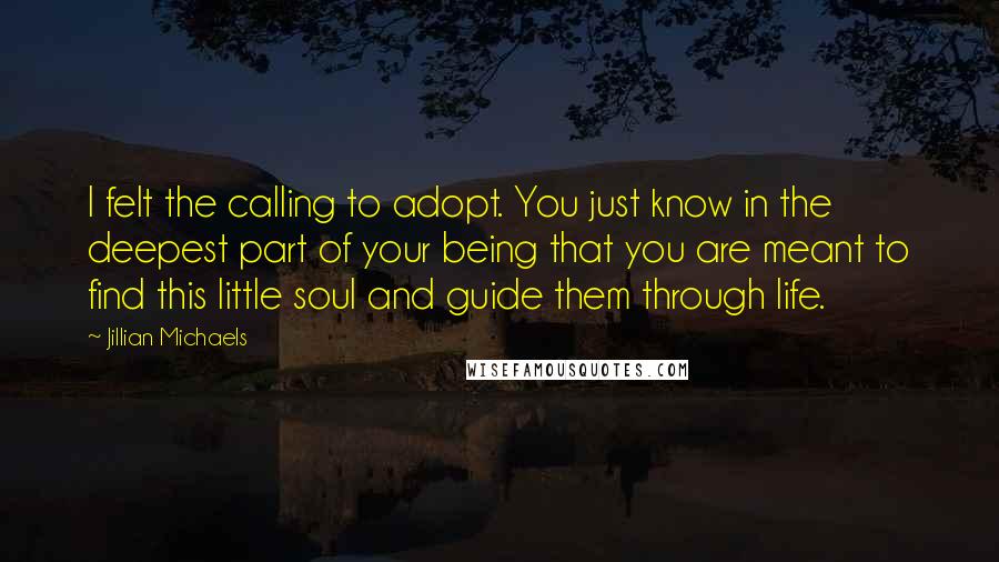 Jillian Michaels Quotes: I felt the calling to adopt. You just know in the deepest part of your being that you are meant to find this little soul and guide them through life.