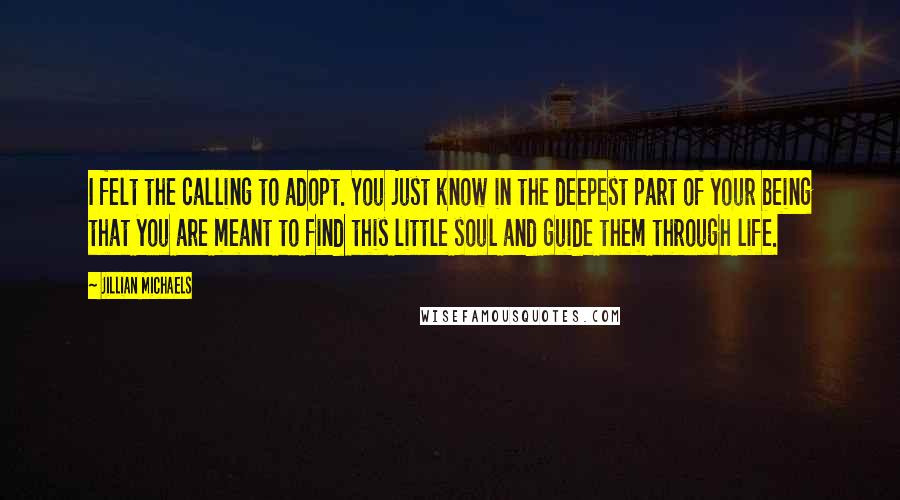 Jillian Michaels Quotes: I felt the calling to adopt. You just know in the deepest part of your being that you are meant to find this little soul and guide them through life.