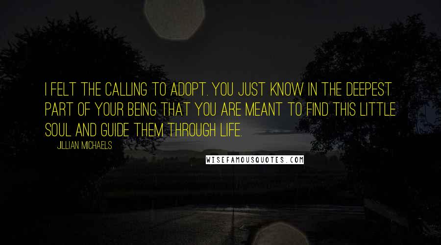 Jillian Michaels Quotes: I felt the calling to adopt. You just know in the deepest part of your being that you are meant to find this little soul and guide them through life.