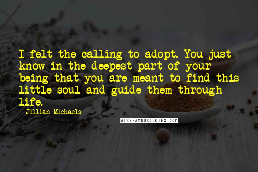 Jillian Michaels Quotes: I felt the calling to adopt. You just know in the deepest part of your being that you are meant to find this little soul and guide them through life.