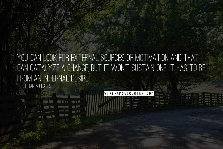 Jillian Michaels Quotes: You can look for external sources of motivation and that can catalyze a change, but it won't sustain one. It has to be from an internal desire.