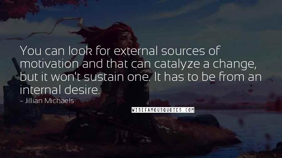 Jillian Michaels Quotes: You can look for external sources of motivation and that can catalyze a change, but it won't sustain one. It has to be from an internal desire.