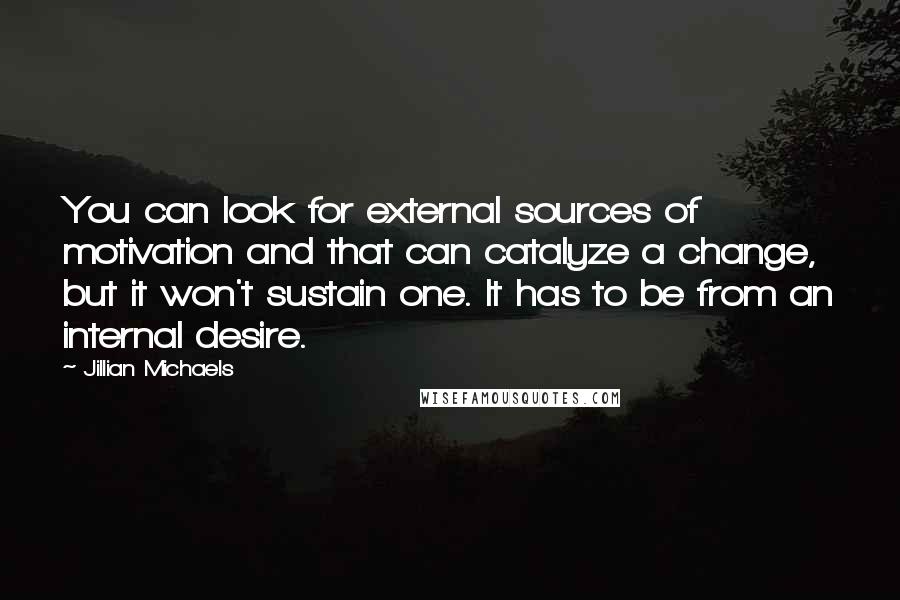 Jillian Michaels Quotes: You can look for external sources of motivation and that can catalyze a change, but it won't sustain one. It has to be from an internal desire.