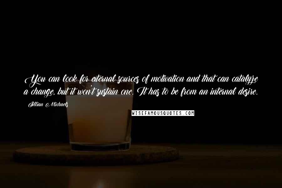 Jillian Michaels Quotes: You can look for external sources of motivation and that can catalyze a change, but it won't sustain one. It has to be from an internal desire.