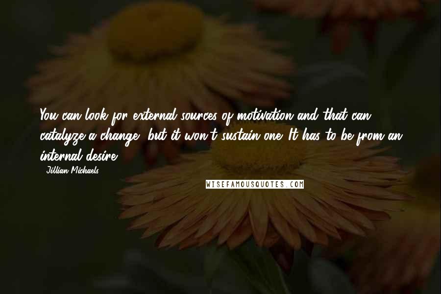 Jillian Michaels Quotes: You can look for external sources of motivation and that can catalyze a change, but it won't sustain one. It has to be from an internal desire.