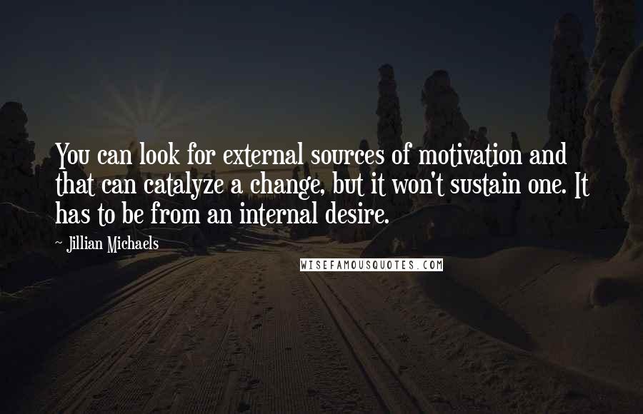 Jillian Michaels Quotes: You can look for external sources of motivation and that can catalyze a change, but it won't sustain one. It has to be from an internal desire.