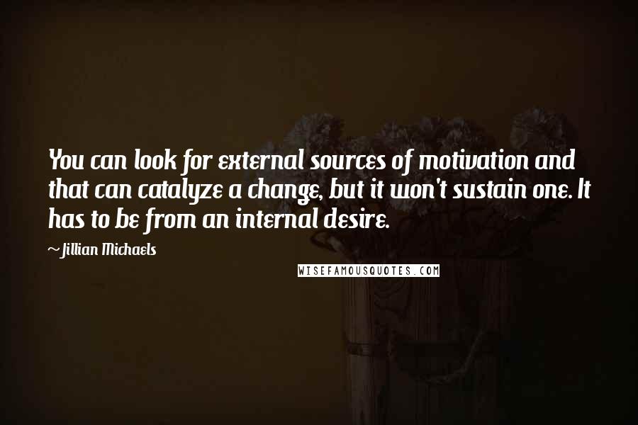 Jillian Michaels Quotes: You can look for external sources of motivation and that can catalyze a change, but it won't sustain one. It has to be from an internal desire.