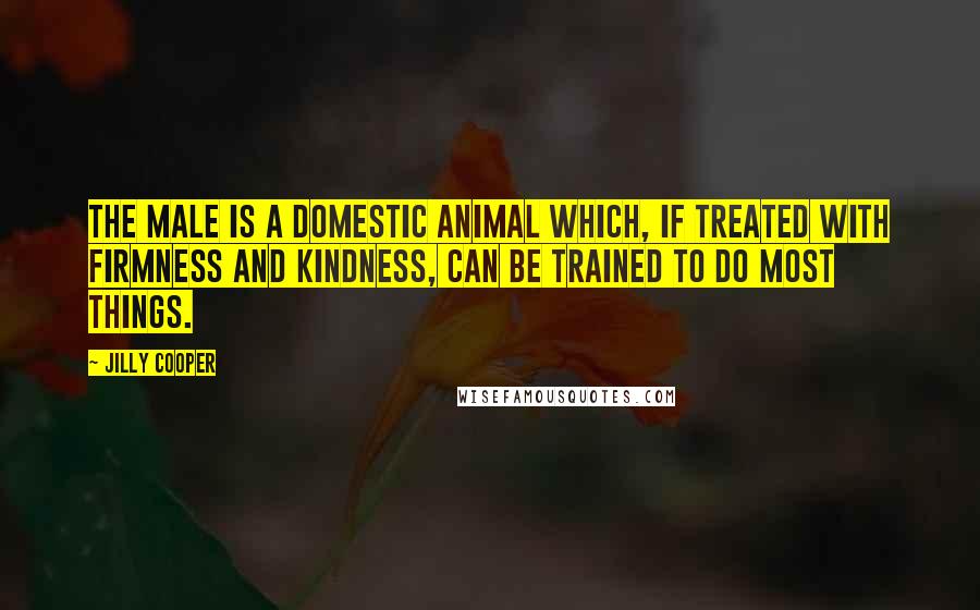 Jilly Cooper Quotes: The male is a domestic animal which, if treated with firmness and kindness, can be trained to do most things.