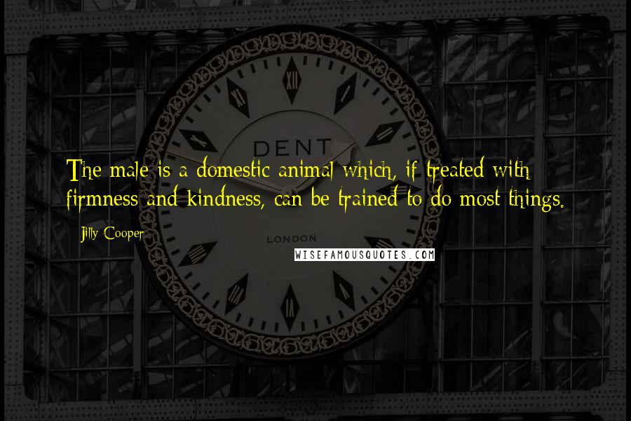 Jilly Cooper Quotes: The male is a domestic animal which, if treated with firmness and kindness, can be trained to do most things.