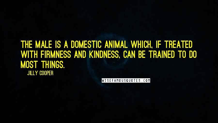 Jilly Cooper Quotes: The male is a domestic animal which, if treated with firmness and kindness, can be trained to do most things.