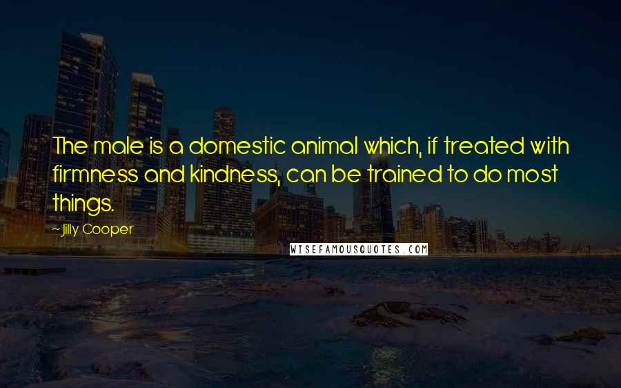 Jilly Cooper Quotes: The male is a domestic animal which, if treated with firmness and kindness, can be trained to do most things.