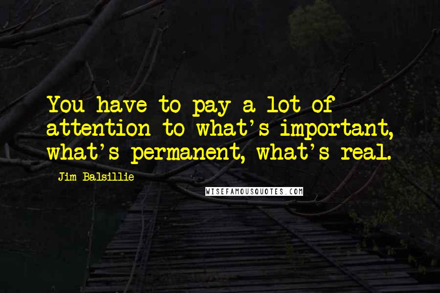 Jim Balsillie Quotes: You have to pay a lot of attention to what's important, what's permanent, what's real.