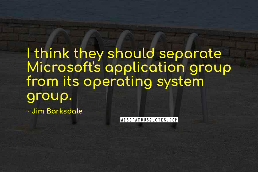 Jim Barksdale Quotes: I think they should separate Microsoft's application group from its operating system group.