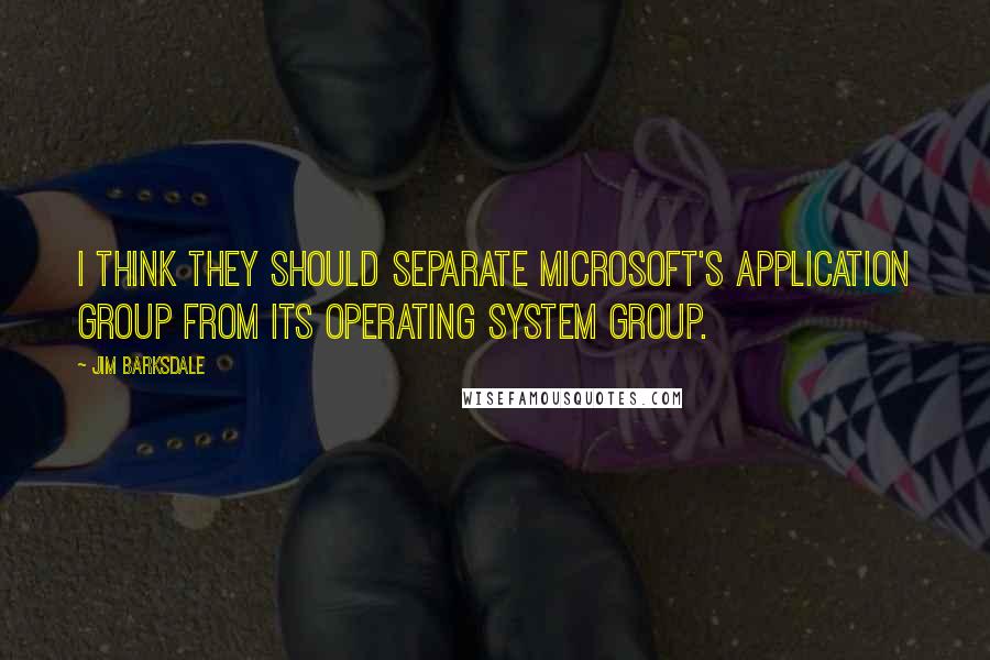 Jim Barksdale Quotes: I think they should separate Microsoft's application group from its operating system group.