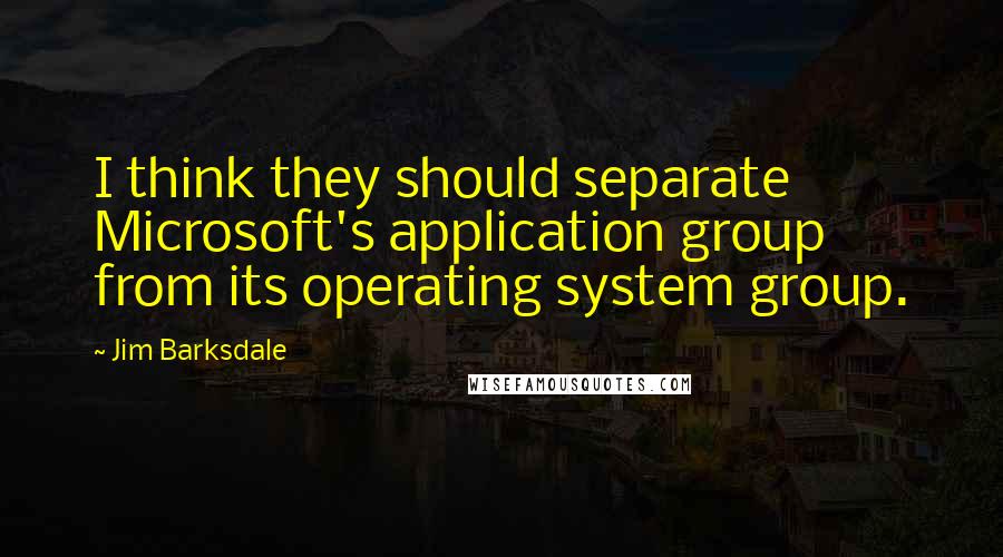 Jim Barksdale Quotes: I think they should separate Microsoft's application group from its operating system group.