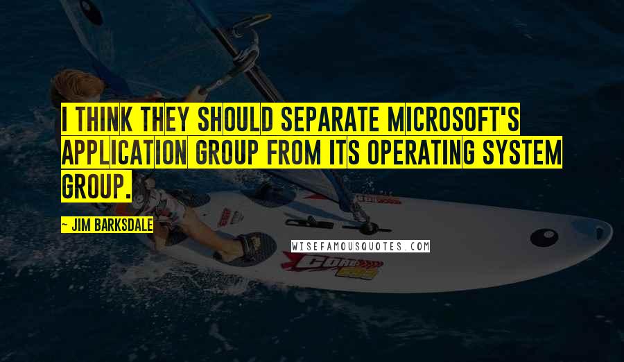 Jim Barksdale Quotes: I think they should separate Microsoft's application group from its operating system group.