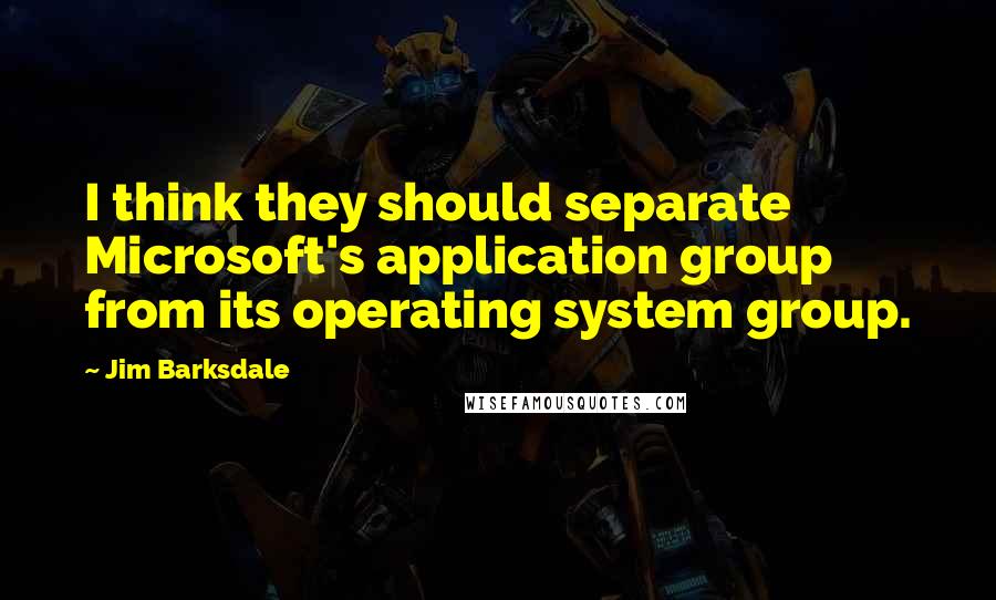 Jim Barksdale Quotes: I think they should separate Microsoft's application group from its operating system group.