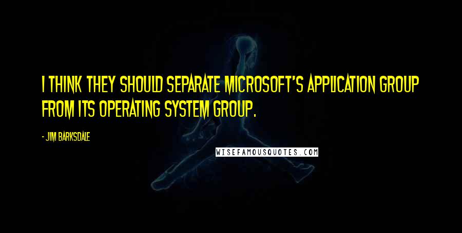 Jim Barksdale Quotes: I think they should separate Microsoft's application group from its operating system group.