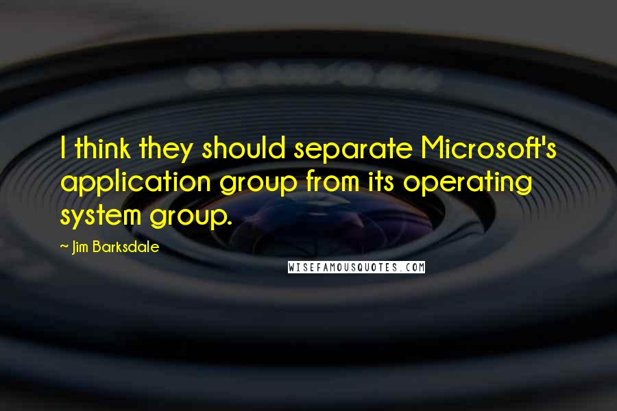 Jim Barksdale Quotes: I think they should separate Microsoft's application group from its operating system group.