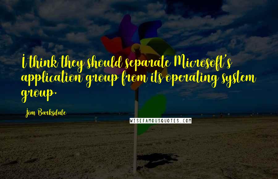 Jim Barksdale Quotes: I think they should separate Microsoft's application group from its operating system group.