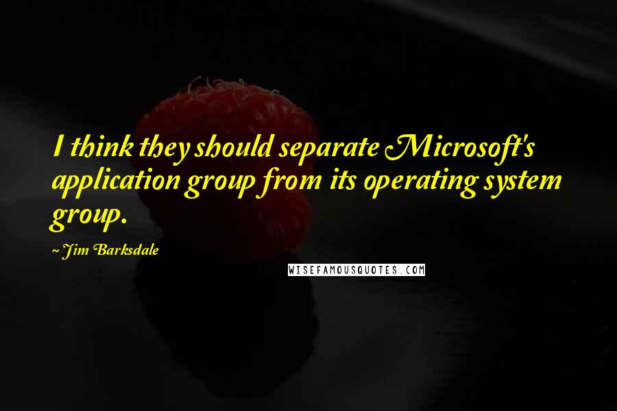 Jim Barksdale Quotes: I think they should separate Microsoft's application group from its operating system group.