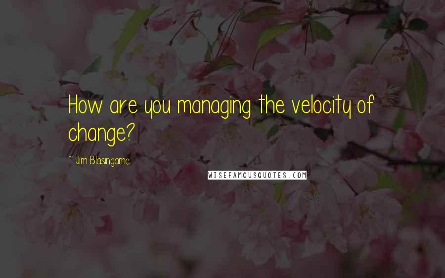 Jim Blasingame Quotes: How are you managing the velocity of change?