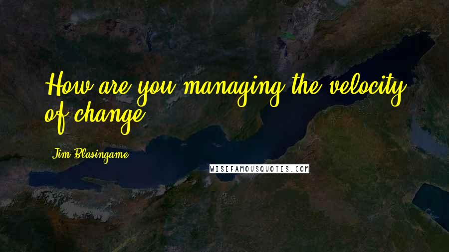 Jim Blasingame Quotes: How are you managing the velocity of change?